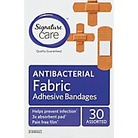 Signature Care Adhesive Bandages Fabric Antibacterial Assorted - 30 Count - Image 2