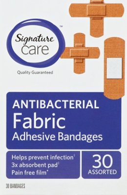 Signature Select/Care Adhesive Bandages Fabric Antibacterial Assorted - 30 Count - Image 2