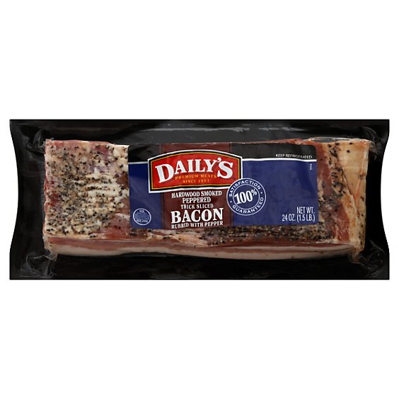 Dailys Bacon Hardwood Smoked Peppered Thick Sliced - 24 Oz