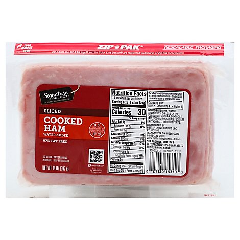 Signature Select Ham Cooked Water Added 95% Fat Free - 14 Oz