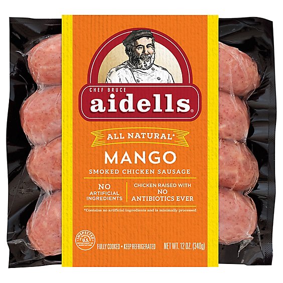Aidells Smoked Chicken Sausage Links Mango 4 Count - 12 Oz