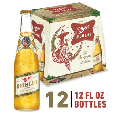 Miller High Life American Style Lager Beer 4.6% ABV Bottles - 12-12 Fl. Oz. - Image 1