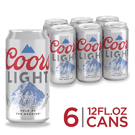 Coors Light Beer American Style Light Lager 4.2% ABV Cans - 6-12 Fl. Oz.