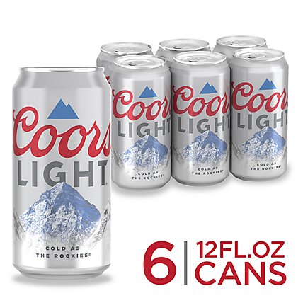 Coors Light Beer American Style Light Lager 4.2% ABV Cans - 6-12 Fl. Oz. - Image 1