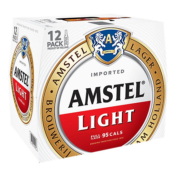 Amstel Light Lager Beer Bottles - 12-12 Fl. Oz.