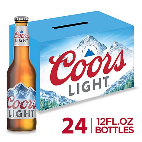 Coors Light Beer American Style Light Lager 4.2% ABV Bottles - 24-12 Fl. Oz.