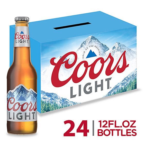 Coors Light Beer American Style Light Lager 4.2% ABV Bottles - 24-12 Fl. Oz.