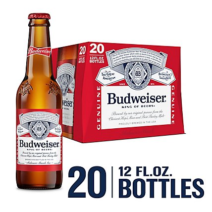 Budweiser Beer Bottles - 20-12 Fl. Oz. - Image 1