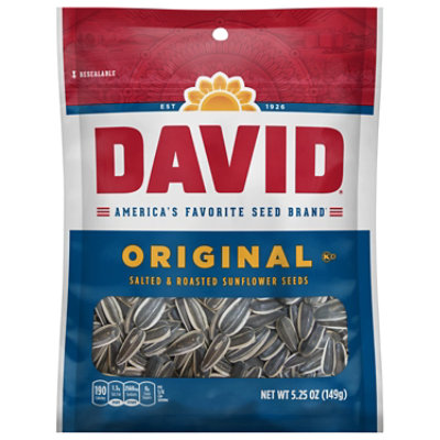 DAVID Seeds Original Salted And Roasted Sunflower Seeds Keto Friendly Snack Bag - 5.25 Oz