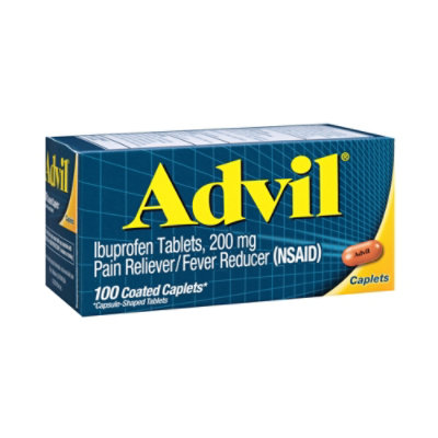 Advil Pain Reliever Fever Reducer Coated Caplet Ibuprofen Temporary Pain Relief - 100 Count