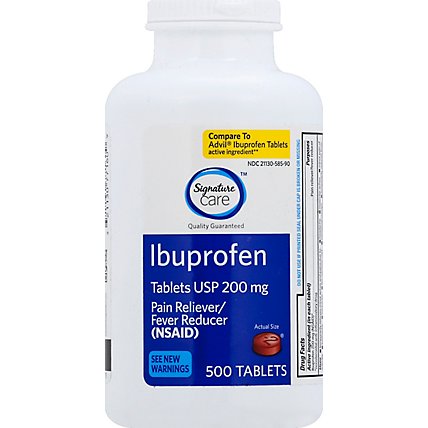 Signature Care Ibuprofen Pain Reliever Fever Reducer USP 200mg NSAID Tablet Brown - 500 Count - Image 2