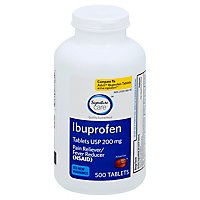 Signature Care Ibuprofen Pain Reliever Fever Reducer USP 200mg NSAID Tablet Brown - 500 Count - Image 1