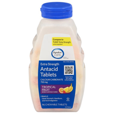 Signature Care Extra Strength Tropical Antacid Tablets - 96 Count