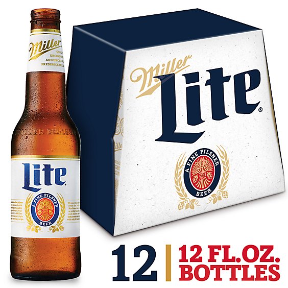 Miller Lite Beer American Style Light Lager 4.2% ABV Bottles - 12-12 Fl. Oz.