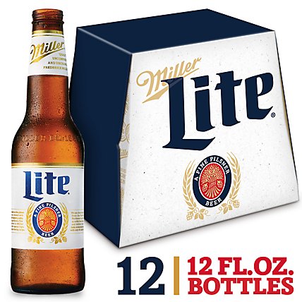 Miller Lite Beer American Style Light Lager 4.2% ABV Bottles - 12-12 Fl. Oz. - Image 1