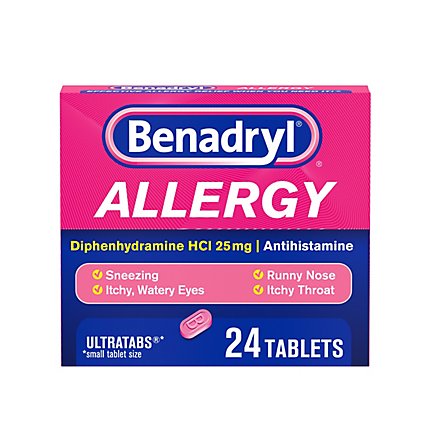 Benadryl Allergy Tablets 25mg Ultratabs - 24 Count - Image 2