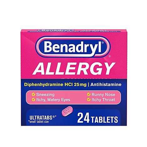 Benadryl Allergy Tablets 25mg Ultratabs - 24 Count