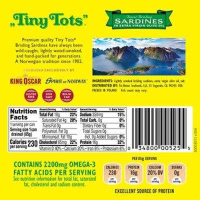 King Oscar Tiny Tots Sardines in Olive Oil Two Layer - 3.75 Oz - Image 7