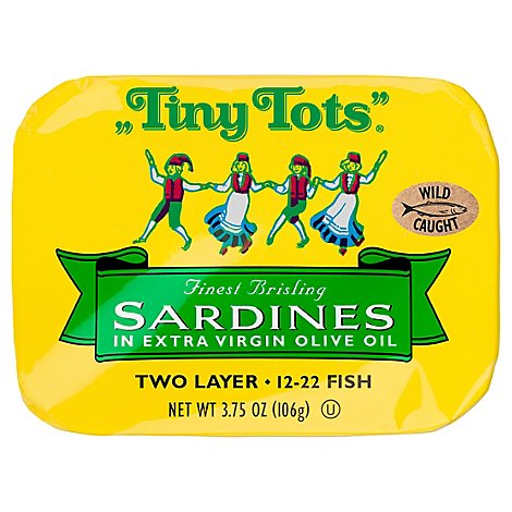 King Oscar Tiny Tots Sardines in Olive Oil Two Layer - 3.75 Oz