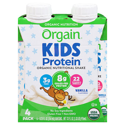 Kids Protein, Organic Nutritional Shake, Vanilla, 4 Pack, 8.25 fl