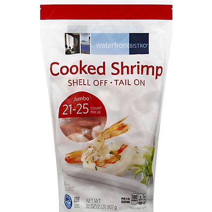 waterfront BISTRO Shrimp Cooked Extra Large Tail On Frozen 21-25 Count - 2 Lb - Image 2
