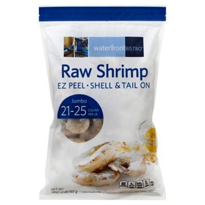 waterfront BISTRO Raw EZ Peel Shell Tail On Jumbo Shrimp 21-25 Ct - 32 Oz