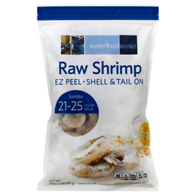 waterfront BISTRO Shrimp Raw Ez Peel Shell & Tail On Jumbo 21 To 25 Count - 32 Oz