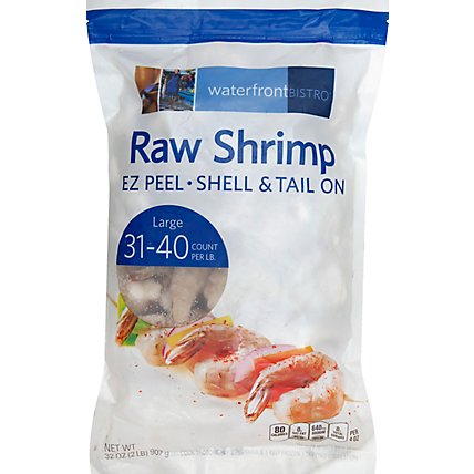 waterfront BISTRO Shrimp Raw Medium Ez Peel Shell & Tail On Frozen 31-40 Count - 2 Lb - Image 2