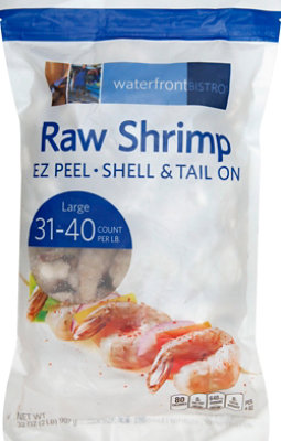 waterfront BISTRO Shrimp Raw Large Ez Peel Shell & Tail On Frozen 31-40 Count - 2 Lb - Image 2