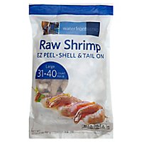 waterfront BISTRO Shrimp Raw Medium Ez Peel Shell & Tail On Frozen 31-40 Count - 2 Lb - Image 1