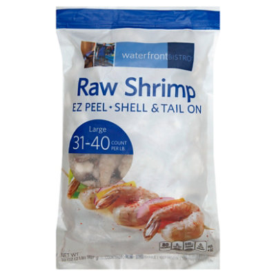 waterfront BISTRO Shrimp Raw Medium Ez Peel Shell & Tail On Frozen 31-40 Count - 2 Lb