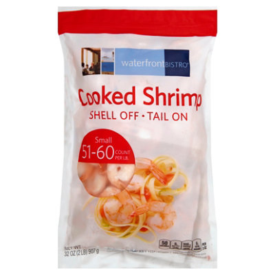 waterfront BISTRO Cooked Shell Off Tail On Shrimp 51-60 Ct - 32 Oz
