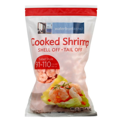 waterfront BISTRO Cooked Peeled Tail Off Salad Style Shrimp 91-110 Count - 32 Oz