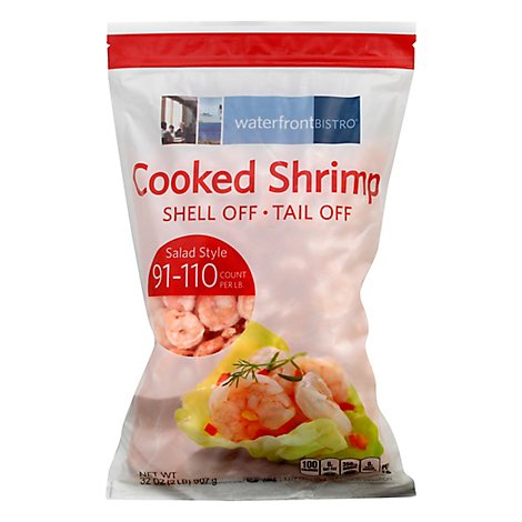 waterfront BISTRO Shrimp Cooked Peeled Tail Off Salad Style 91 To 110 Count - 32 Oz
