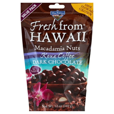 MacFarms Macadamia Nuts Kona Coffee Dark Chocolate Covered 12 Oz