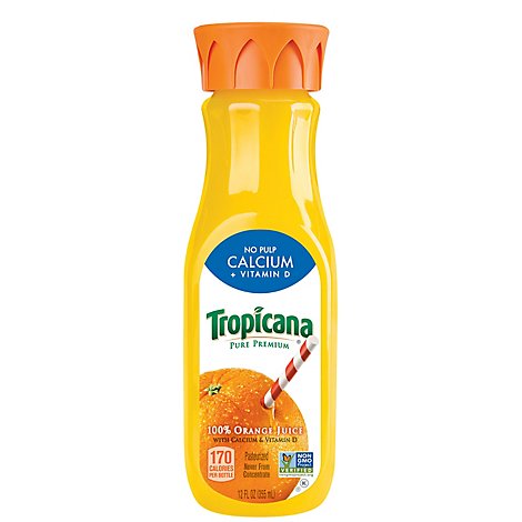 Tropicana Juice Pure Premium Orange No Pulp Calcium + Vitamin D Chilled - 12 Fl. Oz.