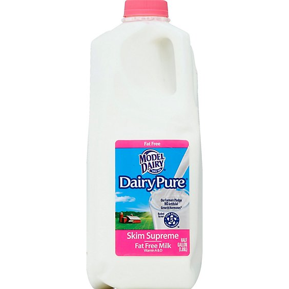 DairyPure Fat Free Skim Supreme Milk Plastic Jug - 0.5 Gallon