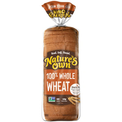Natures Own 100% Whole Wheat Bread - 20 Oz