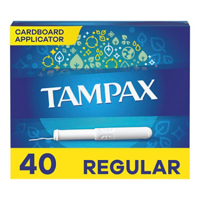 Tampax Regular Absorbency Anti Slip Grip LeakGuard Skirt Unscented Tampons - 40 Count