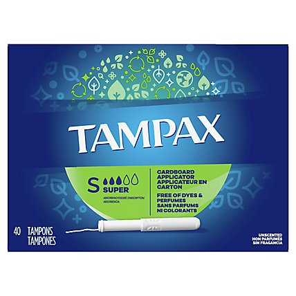 Tampax Super Absorbency Anti Slip Grip LeakGuard Skirt Unscented Tampons - 40 Count - Image 2