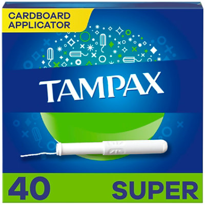 Tampax Super Absorbency Anti Slip Grip LeakGuard Skirt Unscented Tampons - 40 Count - Image 1