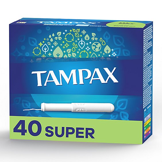 Tampax Super Absorbency Anti Slip Grip LeakGuard Skirt Unscented Tampons - 40 Count