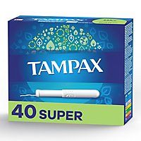 Tampax Super Absorbency Anti Slip Grip LeakGuard Skirt Unscented Tampons - 40 Count - Image 1