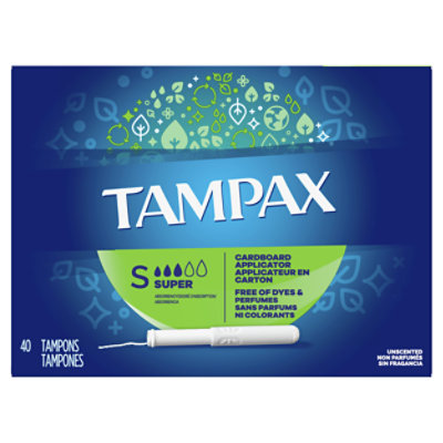 Tampax Super Absorbency Anti Slip Grip LeakGuard Skirt Unscented Tampons - 40 Count