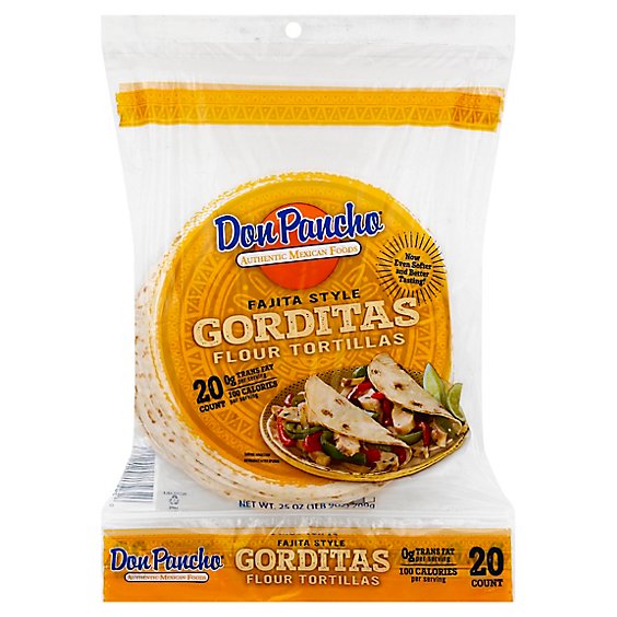 Don Pancho Tortillas Flour Gorditas Fajita Style Bag 20 Count - 25 Oz