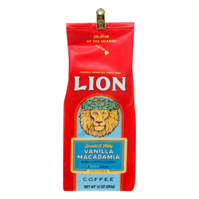 Lion Coffee Coffee Whole Bean Light Medium Roast Vanilla Macadamia - 10 ...