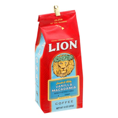 Lion Coffee Auto Drip Grind Light Medium Roast Vanilla Macadamia - 10 Oz - Image 1