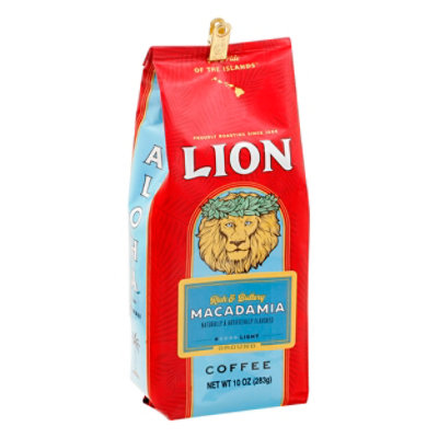 Lion Coffee Auto Drip Grind Light Medium Roast Lion Macadamia - 10 Oz