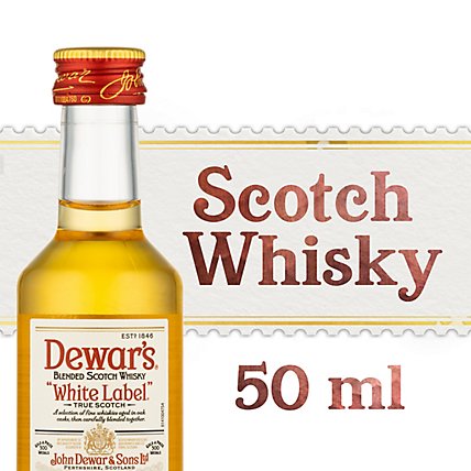 Dewars Scotch Whisky Blended White Label 80 Proof - 50 Ml - Image 2