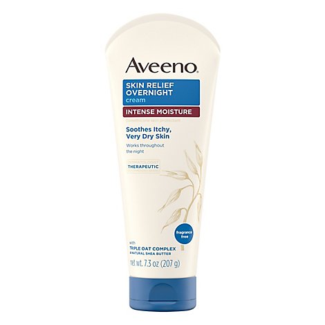 Aveeno Active Naturals Cream Overnight Skin Relief Fragrance Free - 7.3 Oz